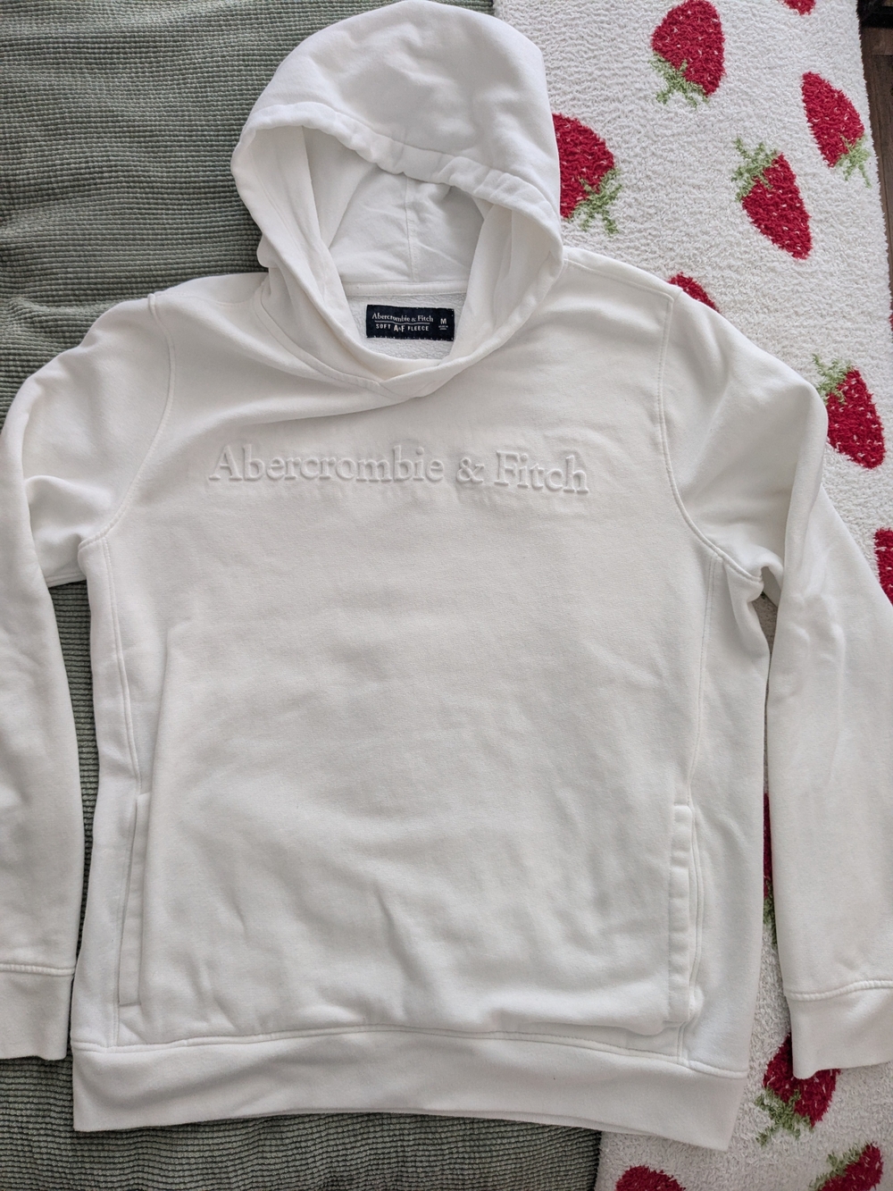 Abercrombie & Fitch White Embossed Logo Hoodie